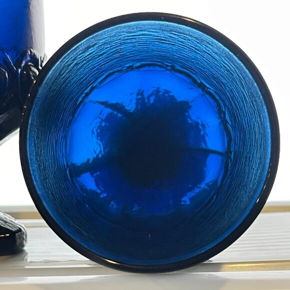 Rare Set Of 3 Tiffin Franciscan Madeira Dark Cobalt Blue juice /Wine Goblet - Picture 4 of 6